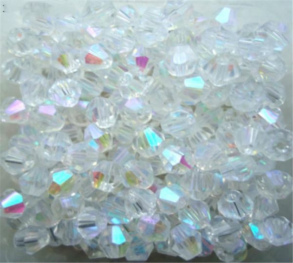 

white ab color 100pcs 4mm bicone austria crystal beads charm glass beads loose spacer bead for diy jewelry making5355551, Blue;slivery