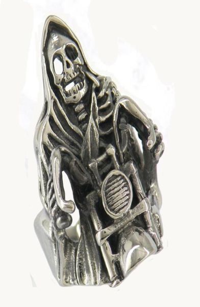 

fanssteel stainless steel punk vintage jewelry angel or eagle grim skull riding motor cycle biker ring gift for brothers sisters 14100974, Silver
