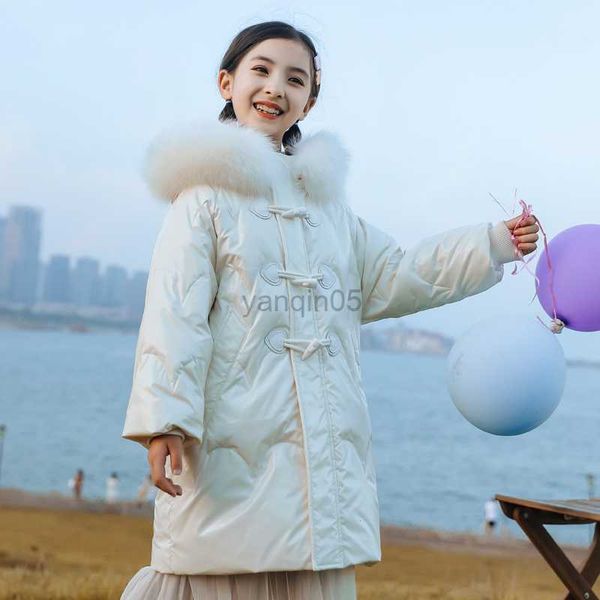 

down coat for 2023 jacket winter down girls coat waterproof shiny hooded children outerwear clothing 5-14 year teenage kids parka snowsuit h, Blue;gray