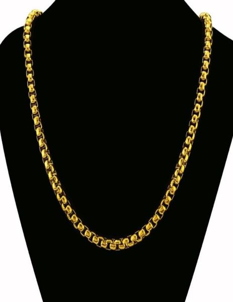 

24quot long domineering men039s box chain 18k yellow gold filled hip hop mens necklace 8mm wide chain birthday gift4872436, Silver