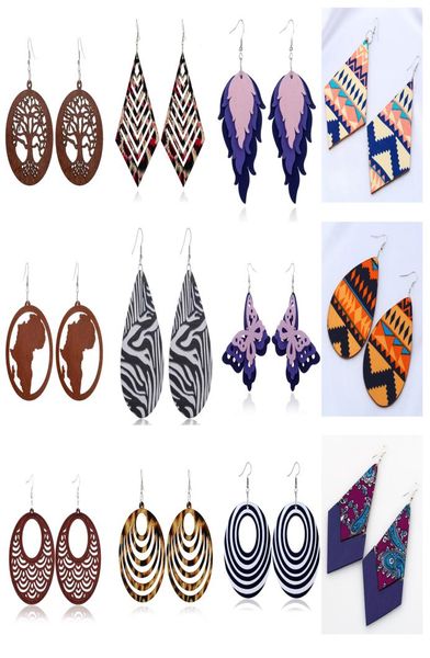

fashion ladies womens mixed styles wooden leopard hollow out dangle earrings7657239, Silver
