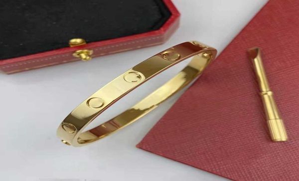

bangle red box luxury bracelets bangles for women men rose gold silver 4 cz titanium steel screw designer fashion bracelets jewelr9893312, Black
