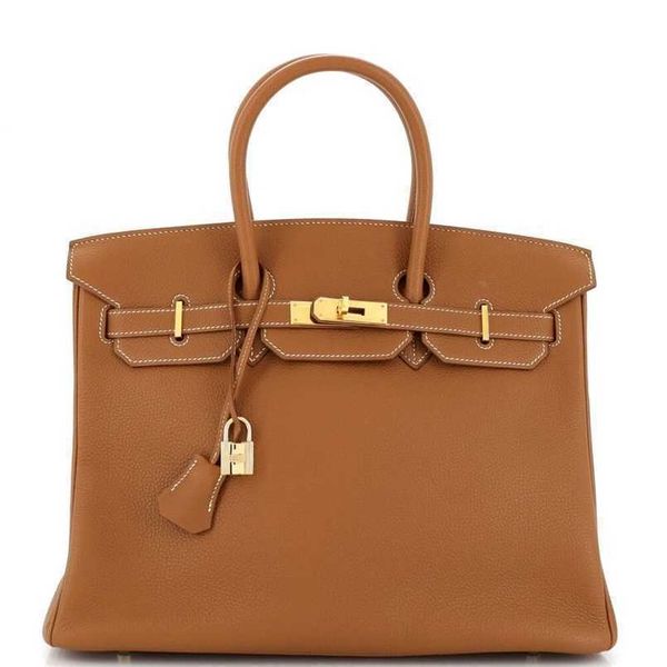 

h ermess dinner bags birkins 35 cm size genuine leather large capcity women totes handbag 7a quality handswen with logo qq gold hardware fop