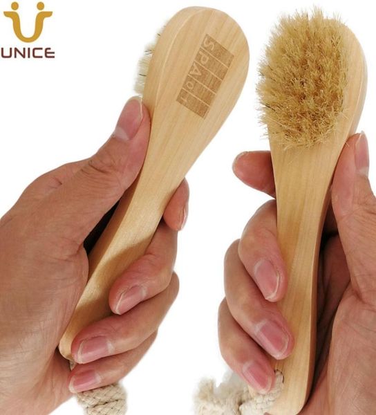 

moq 50pcs oem boar bristle facial brush shaving customized logo wooden handle face cleaning brushes skin care tool8034063