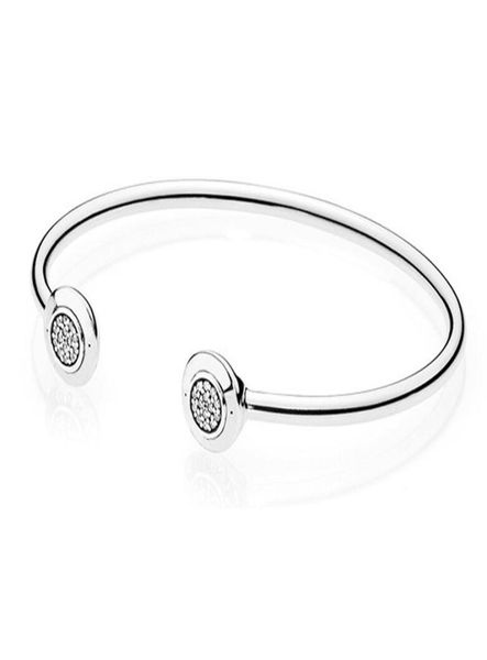 

authentic 925 sterling silver cuff bangle for women brand logo fit charm beads silver bracelet diy jewelry gift wjl47294533845, White