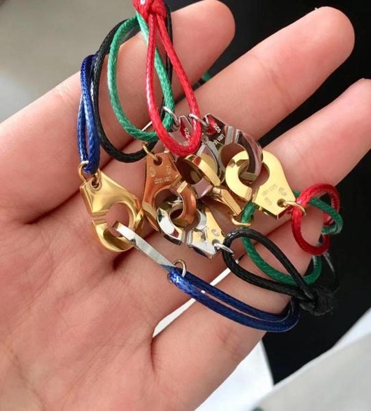 

bracelet with handcuffs connect pendant and rope for women and man jewelry gift ps72599729228, Black