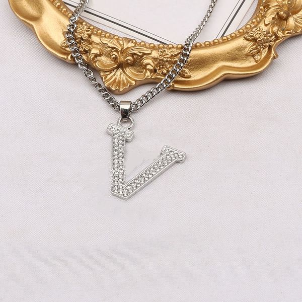 

jewelry necklaces white plated 925 silver graduated luxury brand designers letters geometric famous women round crystal rhinestone gold yili