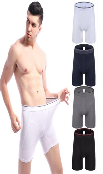 

mens boxers tight long boxer mens bodybuilding underpants compression ropa interior hombre plus size boxer shorts3085012, Black;white