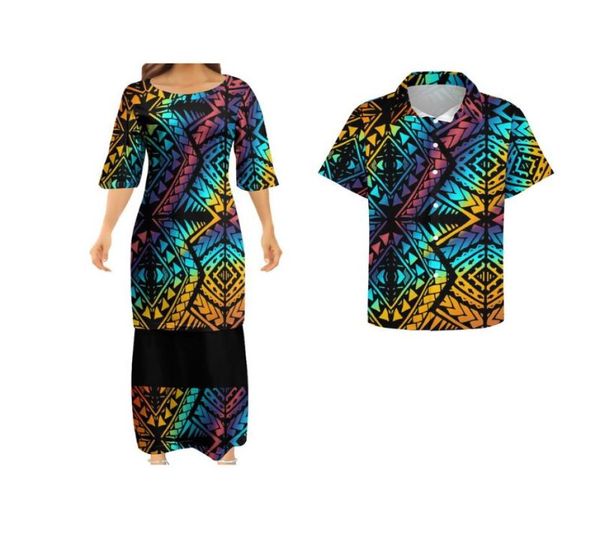 

casual dresses custom pattern fashion women club bodycon samoan puletasi polynesian traditional tribal design dress 2 piece setcas3446351, Black;gray