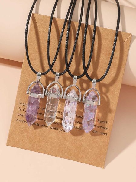 

women's accessories 4pcs crystal pendant necklace, Silver
