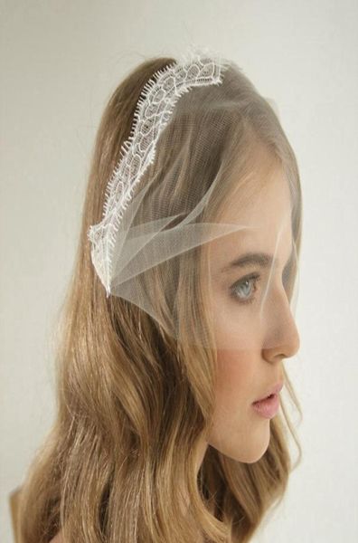 

vintage lace tulle bandeau birdcage wedding veil with combs blusher veils headband veil 9039039 22 cm wide birdcage bridal 6892186, Black