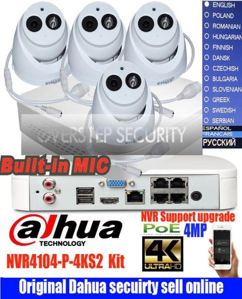 

original dahua mutil language 4mp h265 poe ip camera dhipchdw4433ca system security camera outdoor 4ch 4k nvr nvr4104p4ks2 k5086460
