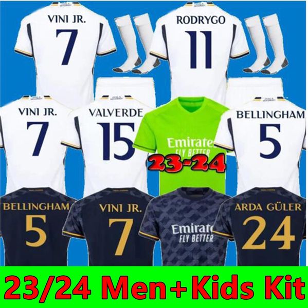 

23 24 bellingham vini jr soccer jerseys football shirt tchouameni camavinga alaba arda guler modric rodrygo real madrids 2023 2024 camiseta, Black