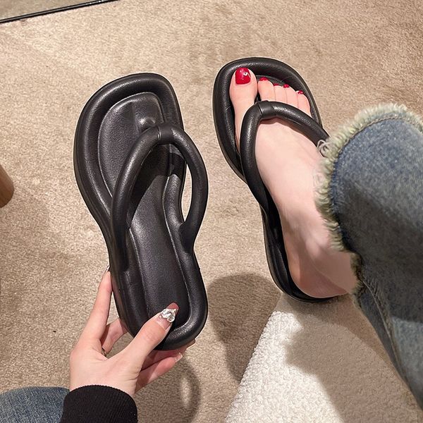 

thick soled eva slippers womens summer fashion feeling of cloud soft korean platform heels wear slip proof flip flops sandal red black