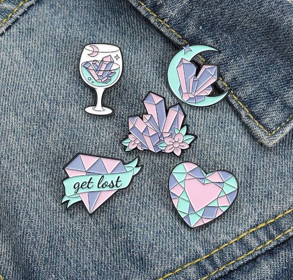 

enamel pins custom moon heart wine glass brooch lapel badge bag cartoon jewelry gift for kids friends2784025, Gray