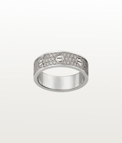 

love screw ring classic luxury designer jewelry for women paved diamonds gold rings titanium steel alloy goldplated never fade no5981994, Silver