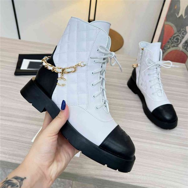 

super mini boots 2023 channel fashion women decorative flat heel winter thick sole leather warm wool high heel snow 02-07, Black