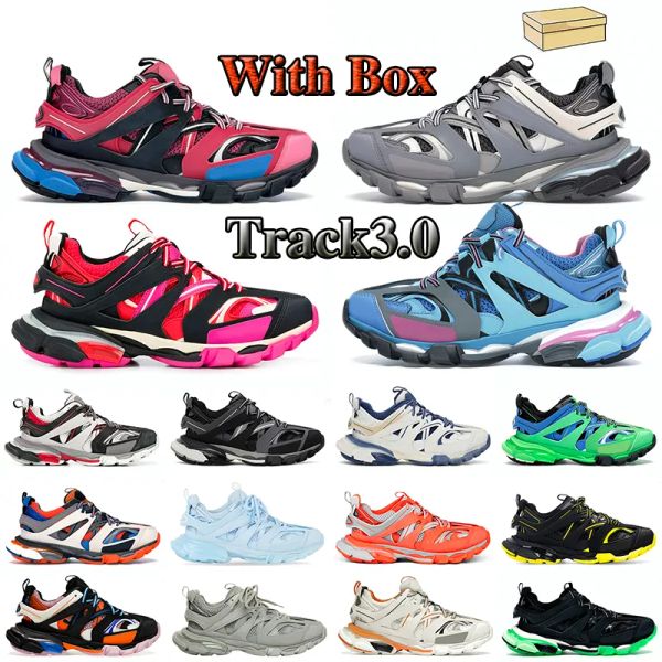 

luxury brand men women casual designer shoes track 3 3.0 triple black white orange sneakers tess.s. gomma leather trainer nylon printed hig