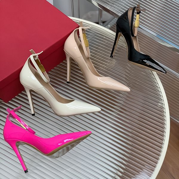 

high sense stiletto womens shoes luxury designer new summer leather party shoes fashion commuter women wedding party shoes size 35-42 +box, Black