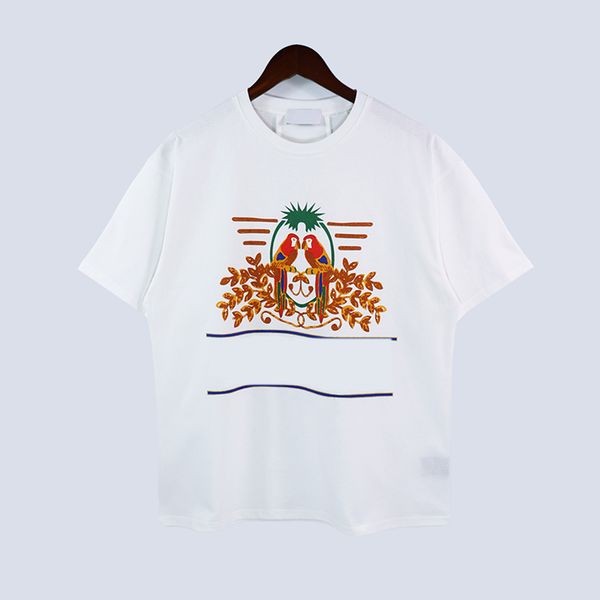 

american rhude alphabet bird print t-shirt men's summer ins short-sleeved loose oversized cotton half-sleeve top, White;black