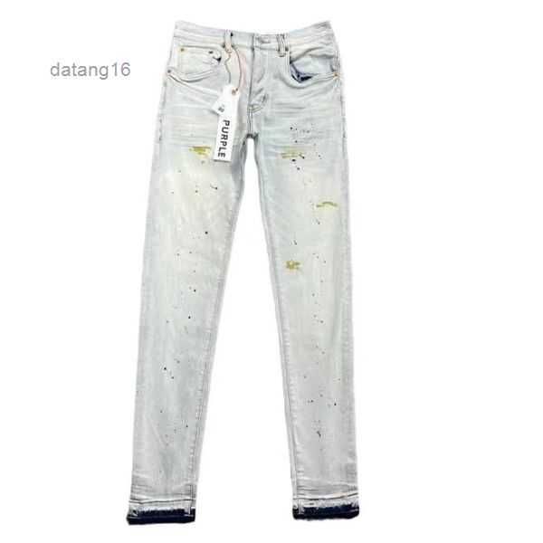 

purple jeans designer mens black denim tears ripped straight regular washed old long fashion hole stack cmmm, Blue