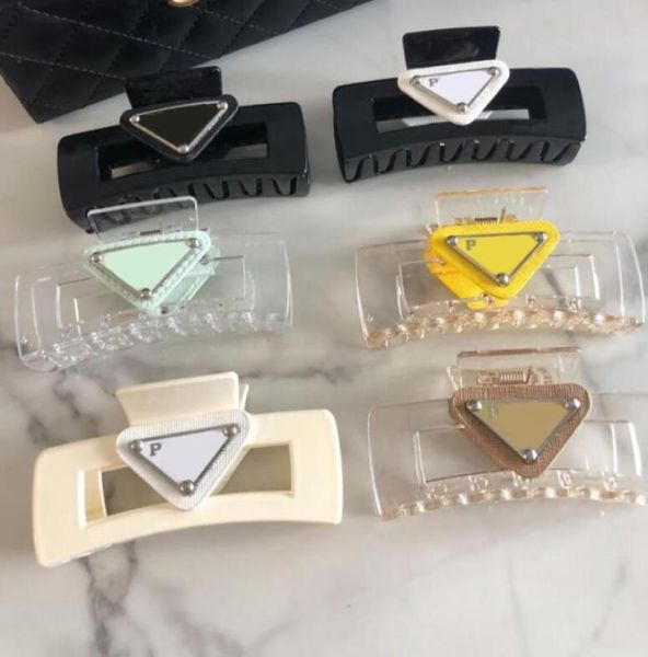 

luxury geometric letter clamps transparency women square hair clips large hairpin crab solid color claw clip for girl designer cle9455667, Slivery;golden