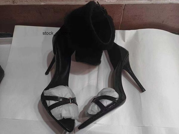 

box tom-fords naked sandal high-heeled designer sandals women's luxury heel high-heeled shoes leather metal padlock originals narrow wo, Black