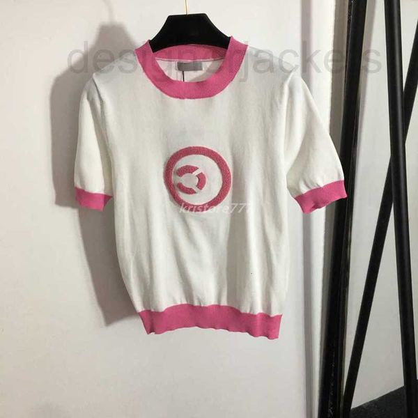 

women's t-shirt designer new women t shirts knits tee with letter pattern striped girls vintage crop runway stretch short sleeve pullo, White