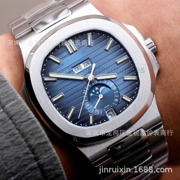 

diamond luminous wrist watches patas 40mm*8.3mm 3k 5711 straight men's waterproof moon phase iced out bezel gift phippe 2p, Slivery;brown