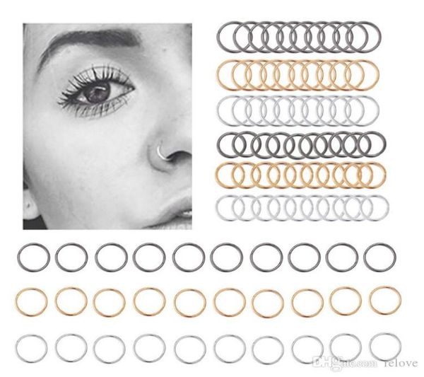 

2020 new nose rings studs new 60pcs nose ring three colors nose ring set auger decorative accessories1549573, Silver