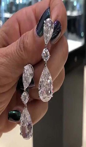 

2 carats white diamond silver 925 jewelry earring for women fine s925 sterling silver bizuteria aretes de mujer drop earrings4908066