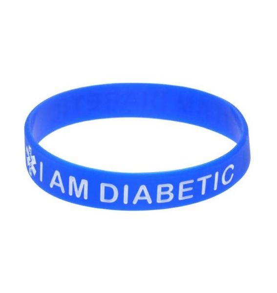 

100pcs i am diabetic silicone bracelet ink filled logo carry this message as a reminder in daily life2046527, Black