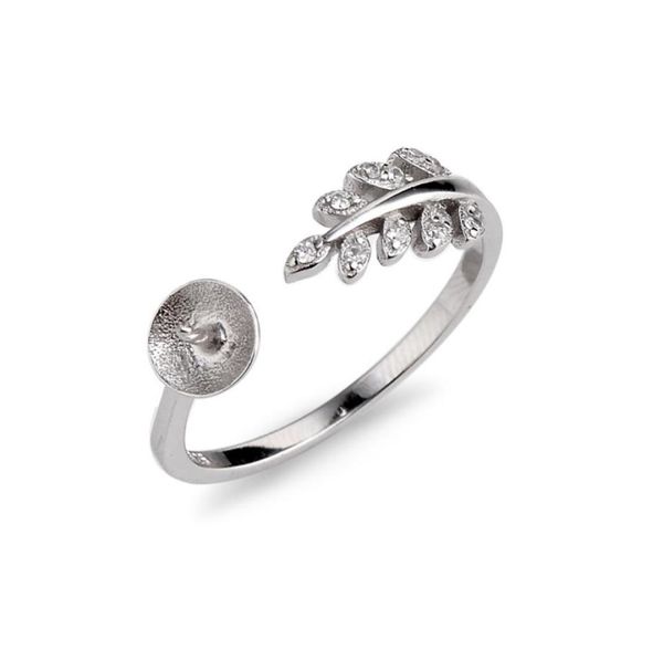 

tiny leaf design ring settings 925 sterling silver pearl semi mount diy jewelry findings 5 pieces9041943, Slivery;crystal