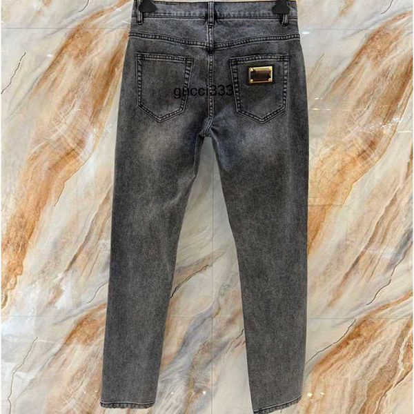 

nameplate denim d ripped dolcly designer gabbanaly new g washed dg trousers jeans pants 23 letters summer small feet slacks mens zipper acce, Blue