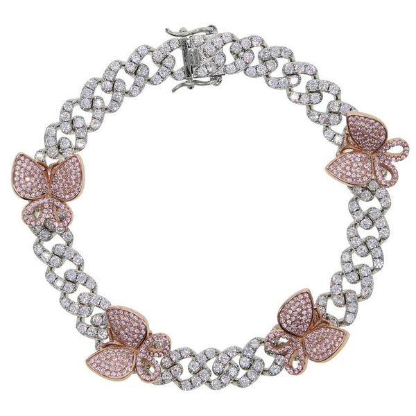 

hip hop new women's feet chain micro set zircon cuban rose gold butterfly accessories straight hair, Red;blue