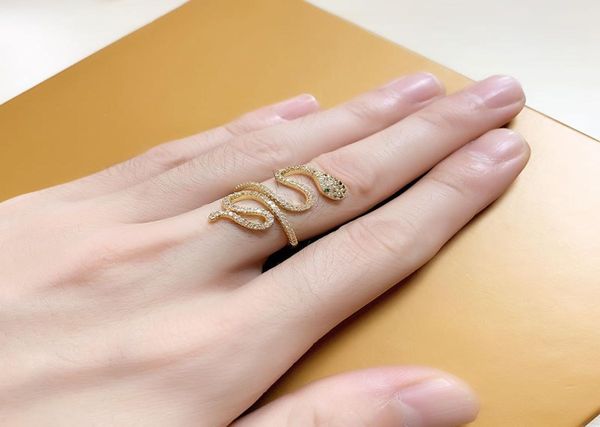 

new trendy cubic zirconia stones green eyes ring jewelry copper open adjustable rings for women mens gift with box5504846, Silver