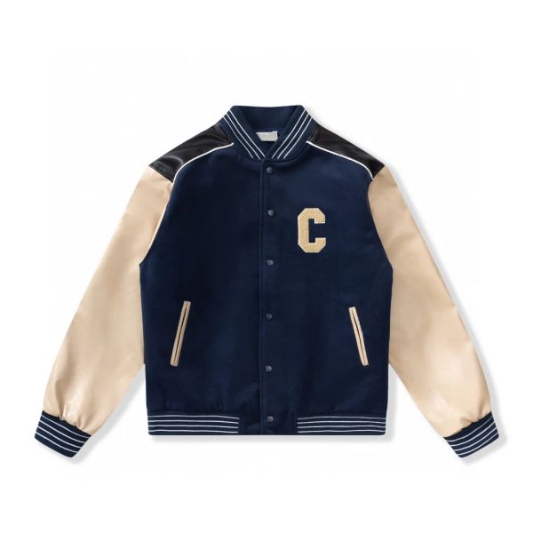 

2023 mens designer jacket men coats flight jacke baseball uniform letter embroidery leather comfortable pearl clasp fashion men's outer, Black;brown