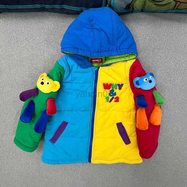 

down coat 2023 autumn and winter japanese fashion brand children's clothing 1/2 doll shape children's girls cotton clothes with pl, Blue;gray