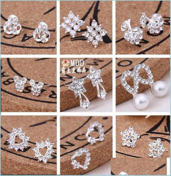 

stud 45 styles stud earrings korean creative super shiny diamond new pearl fashion jewelry drop delivery earring dh9pf1694967, Golden;silver