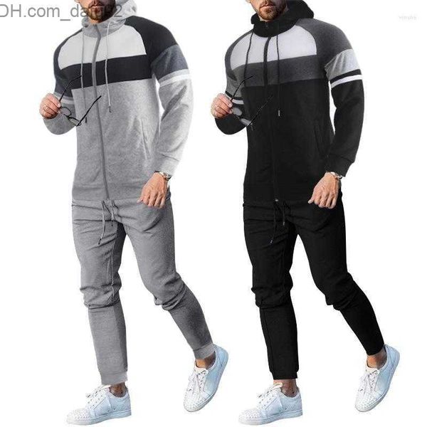 

men's tracksuits men's tracksuits men's autumn and winter colorful hooded sports suit men korean version of the sweater casua, Gray