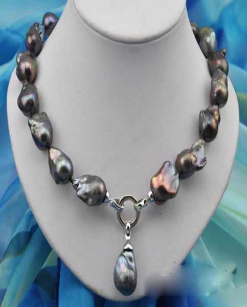 

buy pearl jewelry rare 18quot 25mm baroque black keshi reborn pearl necklace pendant1707638, Silver