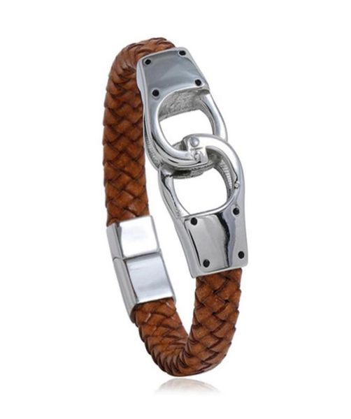 

charm bracelets selling simple retro woven men039s titanium steel jewelry imitation cowhide bracelet9678569, Golden;silver