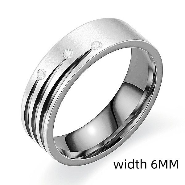 

vintage mens ring stainless steeel groove cubic zirconia design rings jewelry gift for men women boyfriend girlfriend yw403, Silver