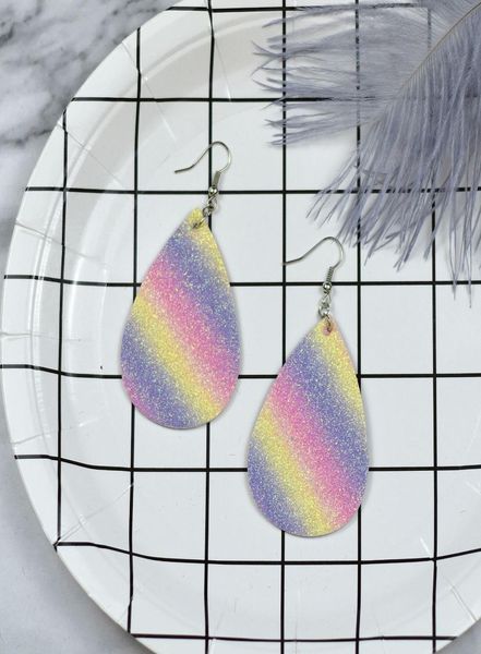 

18 colors fashion sequin pu leather earrings shining water drop teardrop temperament dangles earring for women jewelry eardrop gif6549860, Silver