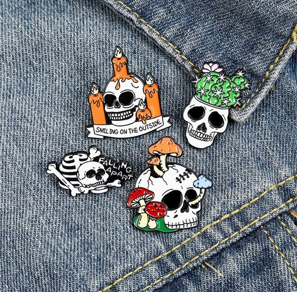 

punk skull halloween enamel brooches pin for women girl fashion jewelry accessories metal vintage brooches pins badge whole gi8810247, Gray