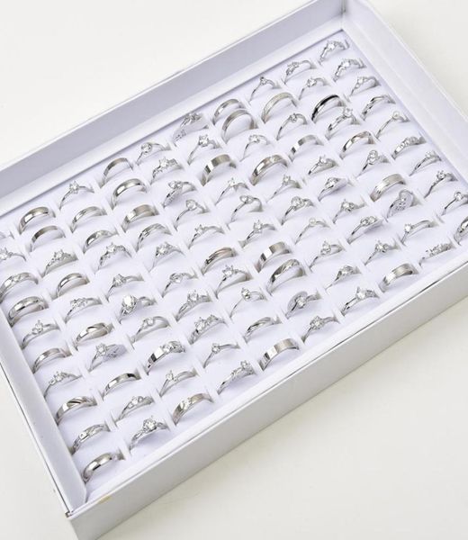 

women039s fashion 50pcslots silver crystal copper band rings for women wedding engagement party jewelry1262790