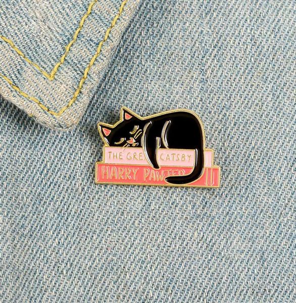

pink animal cute enamel pins badges sleep black cats brooches the world richest cat lapel pin clothes bag jewelry gifts for friend3845423, Gray