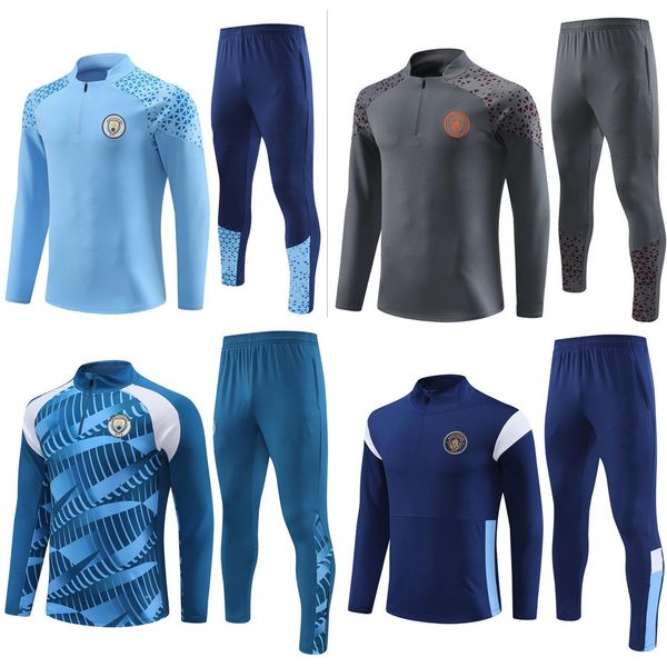 

23/24 city kids man de bruyne soccer tracksuits grealish survetement jacket fottball training suit veste maillot de foot olympique tracksuit, Black;yellow
