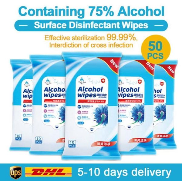 

50pcs alcohol detergent wipes 75 super soft disinfection antiseptic pads large wet wipes 8x6 sterilization first aid clean8402262