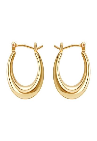 

gold plated chunky circle hoop earrings dainty minimalist thick round ed piercing earrings for women party jewelry1594788, Golden;silver
